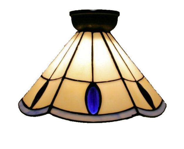 Tiffany White With Blue Edge Leadlight Batten Fix