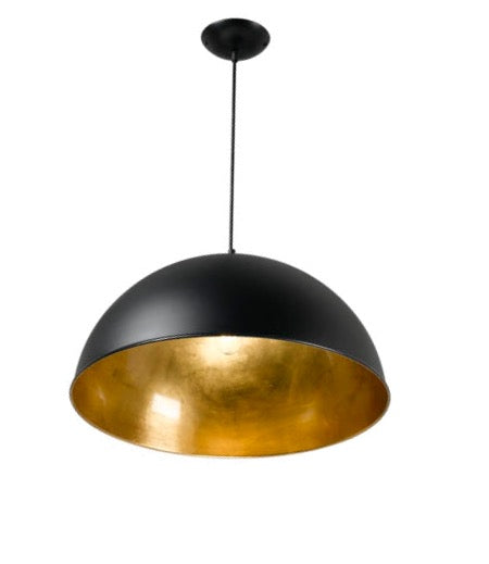 Black Gold Leaf Dome Medium Pendant
