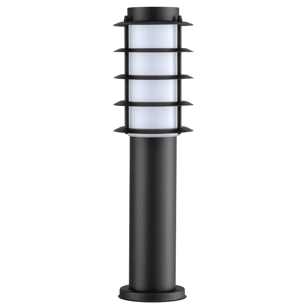 BORDA: E27 Surface Mounted Louvred Black Bollard Lights IP44