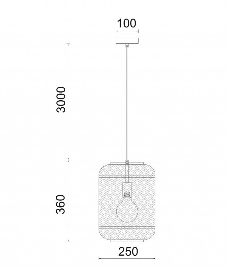 Cesta Interior Cylinder Brown Natural Bamboo Cage Pendant Light