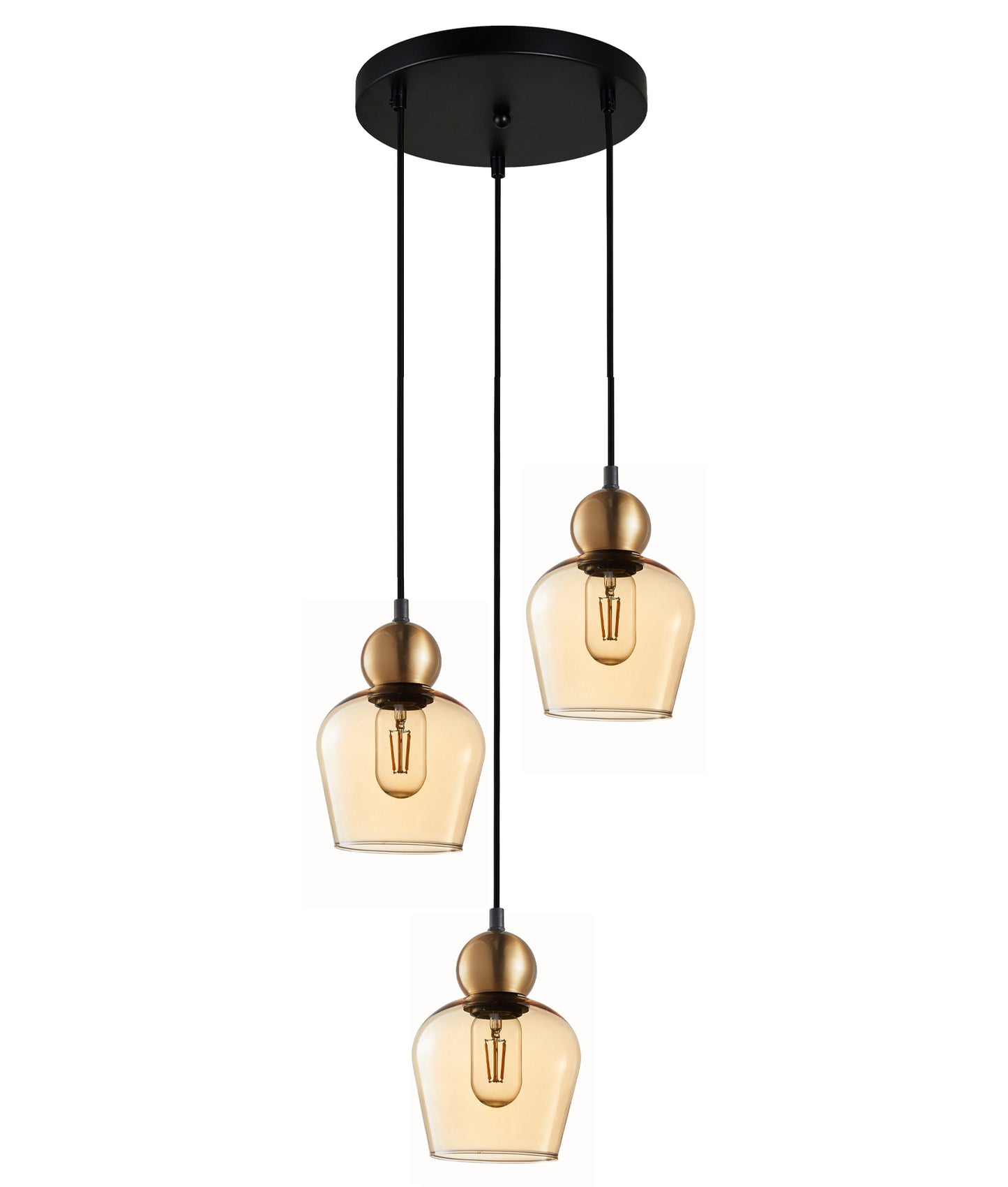 Champan Interior Bronze Amber or Smokey Black Glass Ellipse Pendant Lights