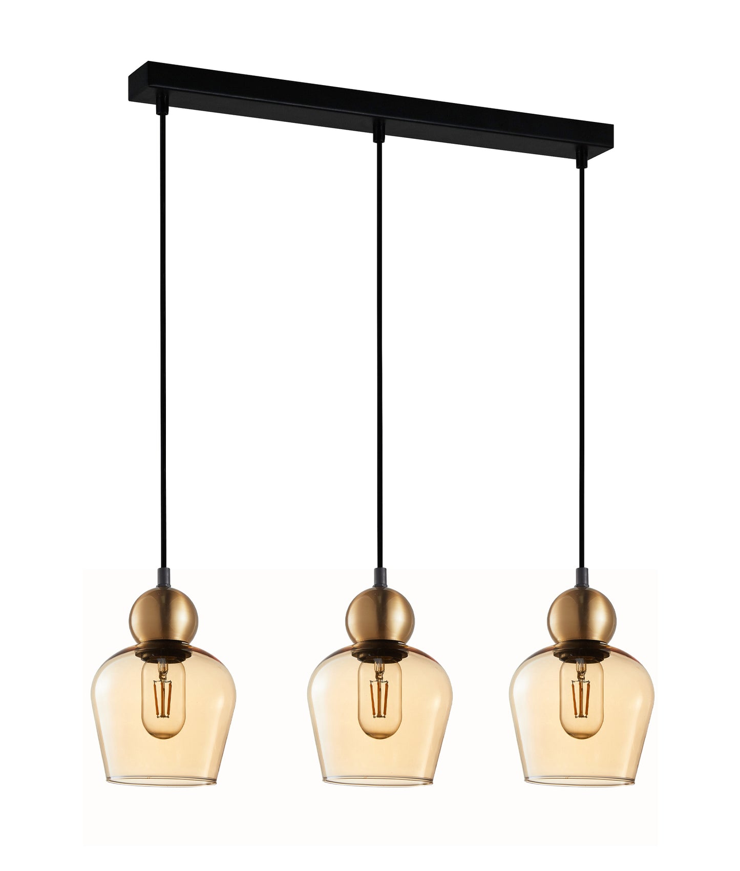 Champan Interior Bronze Amber or Smokey Black Glass Ellipse Pendant Lights