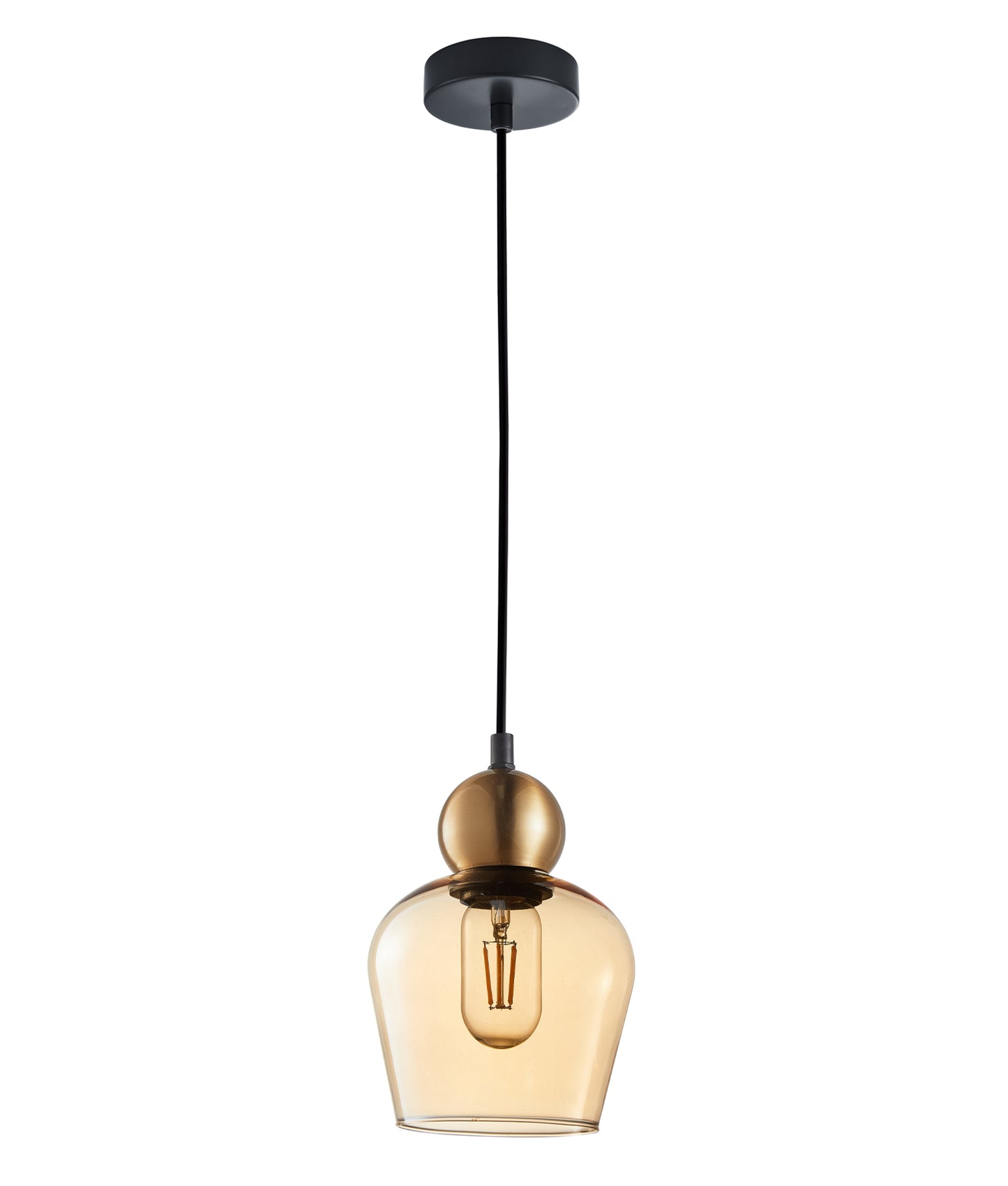 Champan Interior Bronze Amber or Smokey Black Glass Ellipse Pendant Lights