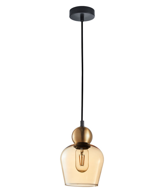 Champan Interior Bronze Amber or Smokey Black Glass Ellipse Pendant Lights