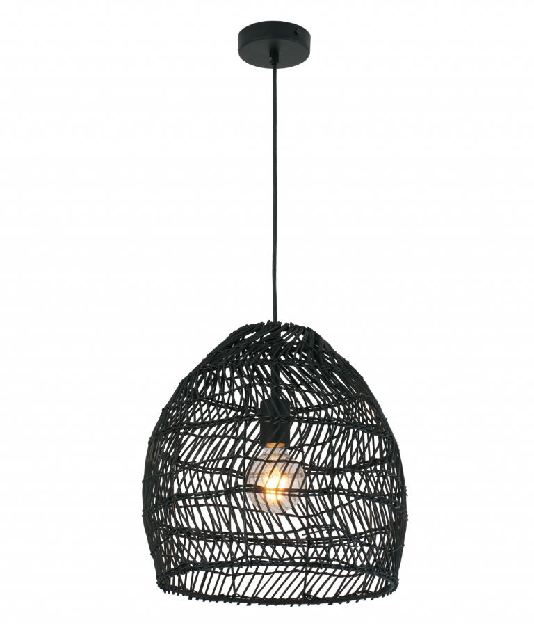 Coup 1 Rattan Ellipse Pendant Matte Black