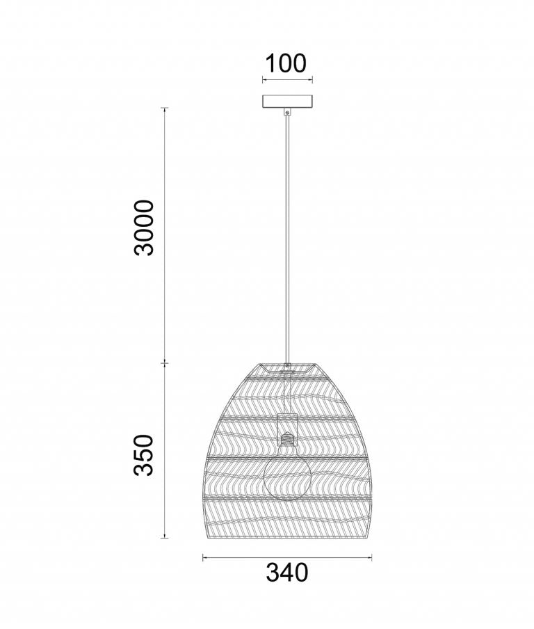 Coup 1 Rattan Ellipse Pendant Matte Black