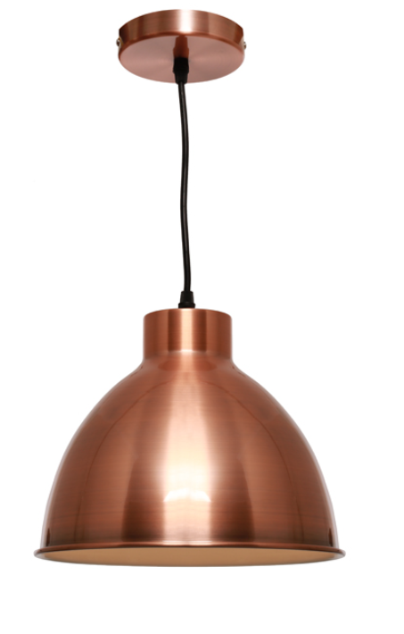 Dome Brushed Copper Industrial Pendant