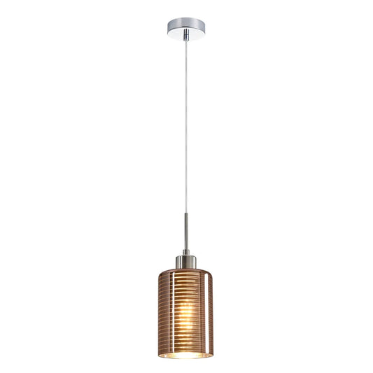 ESPEJO2: Interior Iron & Rose Gold Oblong Glass with Line Effect Pendant Lights