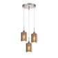 ESPEJO2: Interior Iron & Rose Gold Oblong Glass with Line Effect Pendant Lights