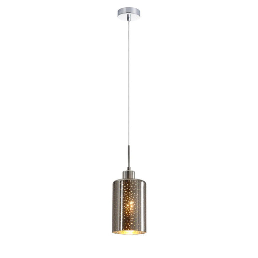 ESPEJO3: Interior Iron & Chrome Oblong Glass with Dotted Effect Pendant Lights