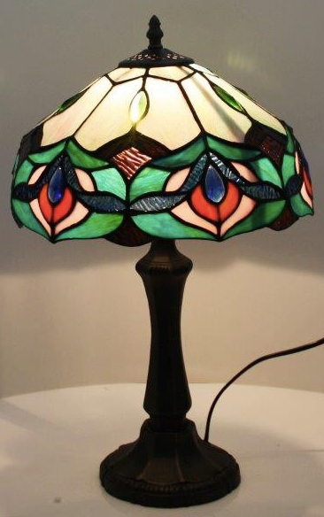 Green Flower 12 Inch Leadlight Table Lamp