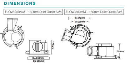 Flow 300mm White Square Exhaust Fan
