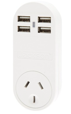 Four Outlet 1 Amp Usb Charger With Surge Protected Mains Outlet