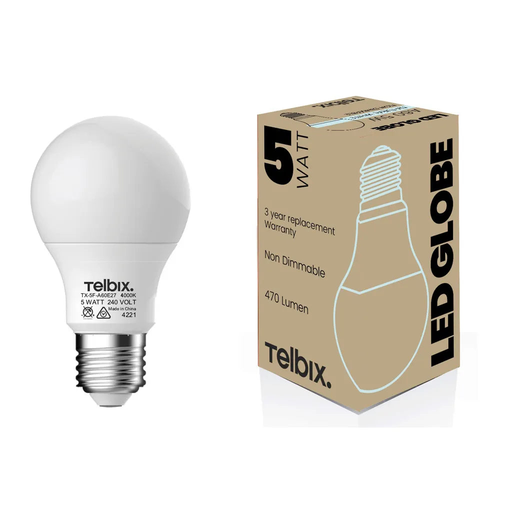 A60 LED Globe 5w e27 4000k 470lm