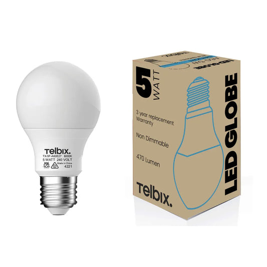 A60 LED Globe 5w e27 6000k 490lm