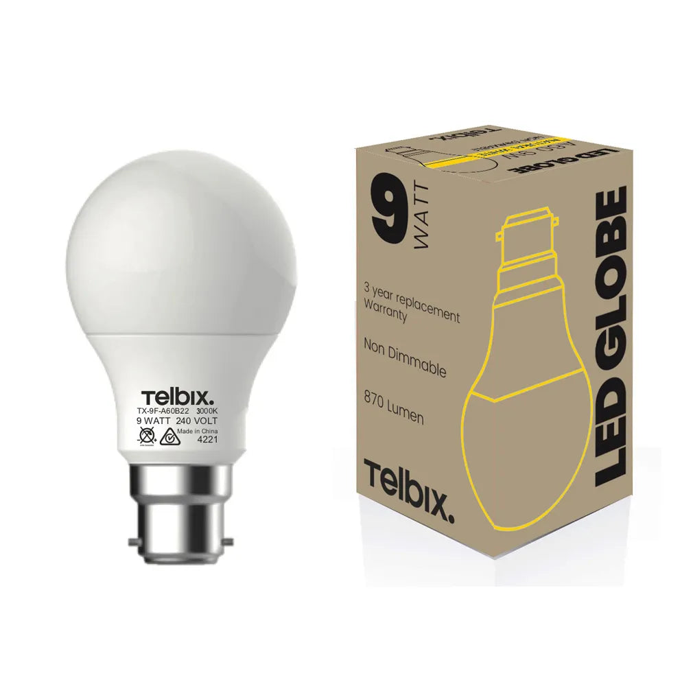 A60 LED Globe 9w b22 3000k 850lm