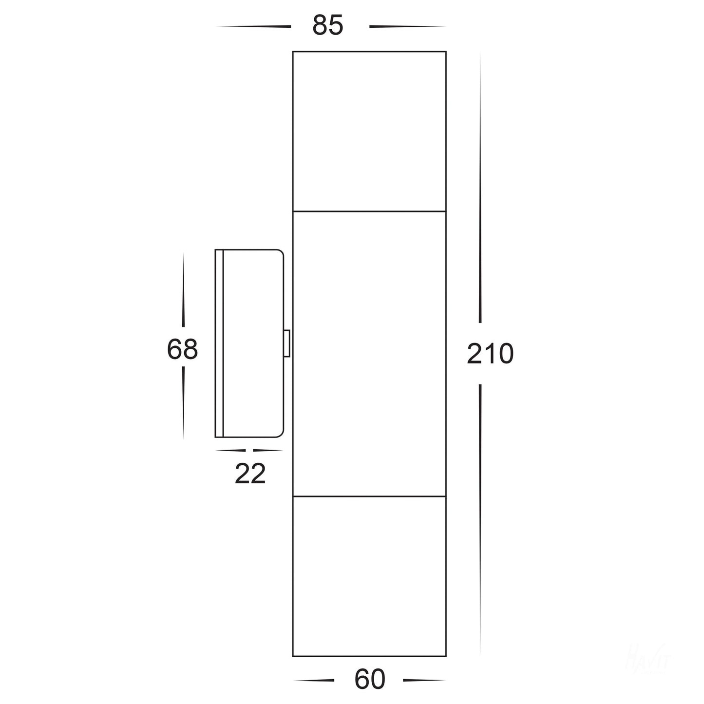 Tivah Solid Copper Tri Colour Up and Down Wall Pillar Lights