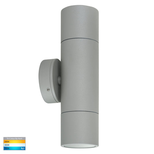 Tivah Silver Tri Colour Up and Down Wall Pillar Lights