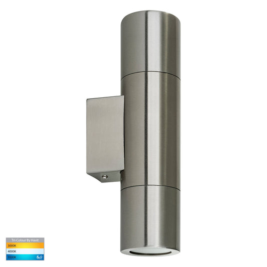 Piaz Stainless Steel Tri Colour Up & Down Wall Pillar Lights