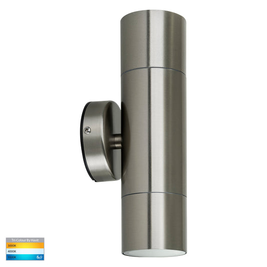 Fortis Stainless Steel Tri Colour Up & Down Wall Pillar Lights