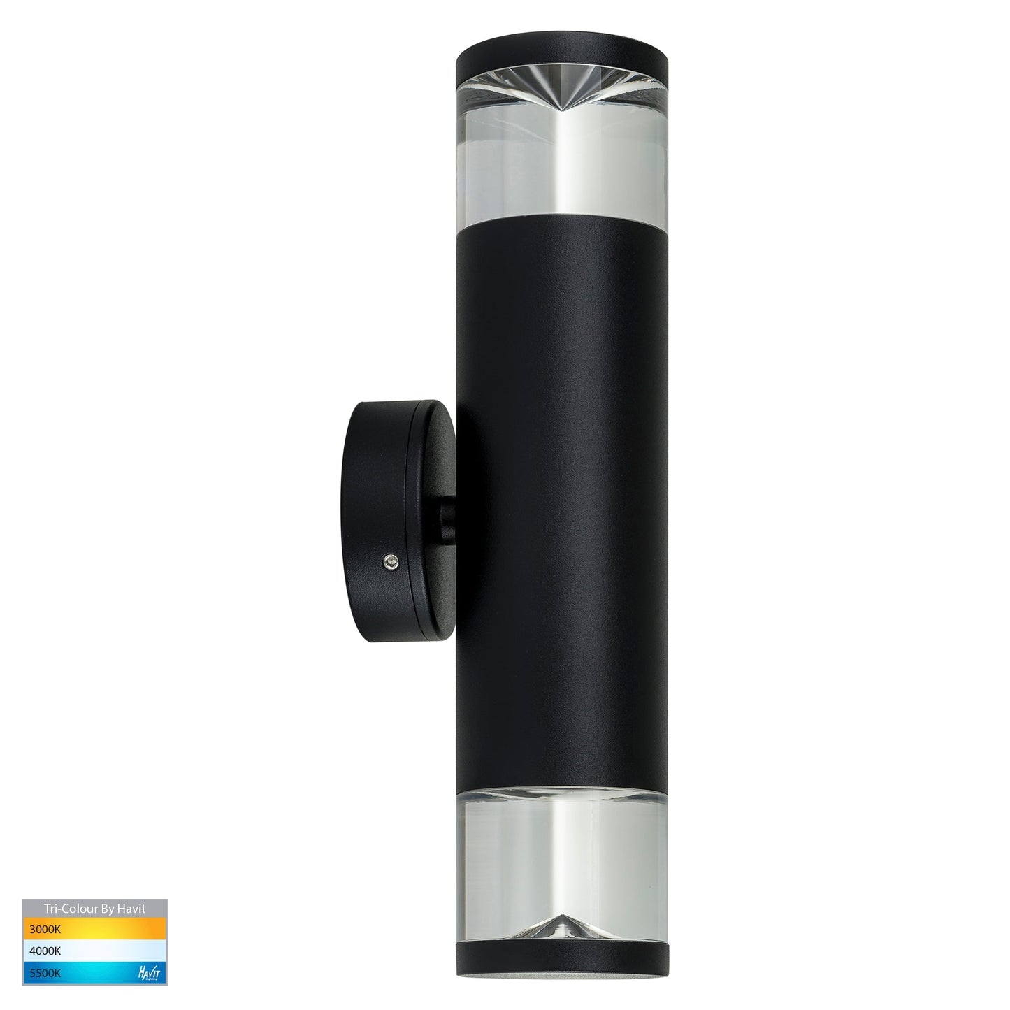 Hv1089t-Blk - Highlite Black Tri Colour Up and Down Wall Pillar Lights