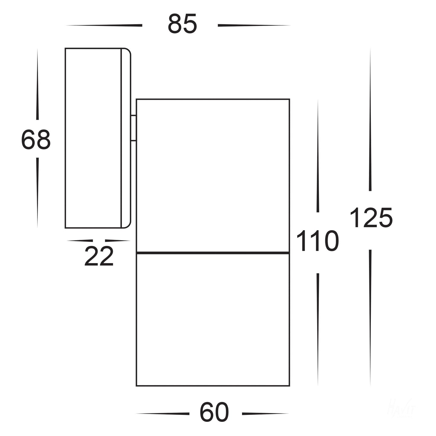 Hv1135t-Hv1137t - Tivah White Tri Colour Fixed Down Wall Pillar Lights