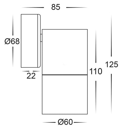 Single Fixed Wall Pillar Light Graphite Coloured