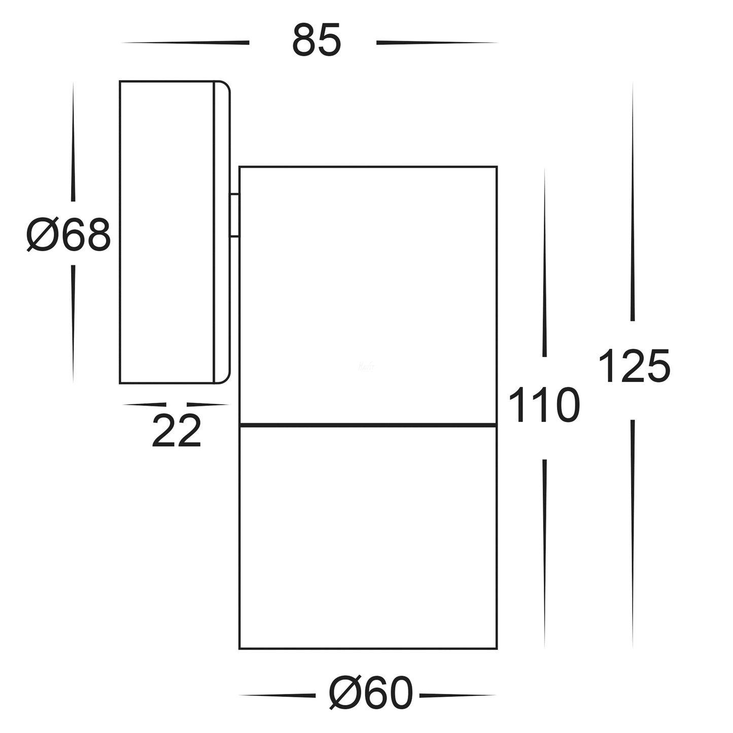 Single Fixed Wall Pillar Light Graphite Coloured 