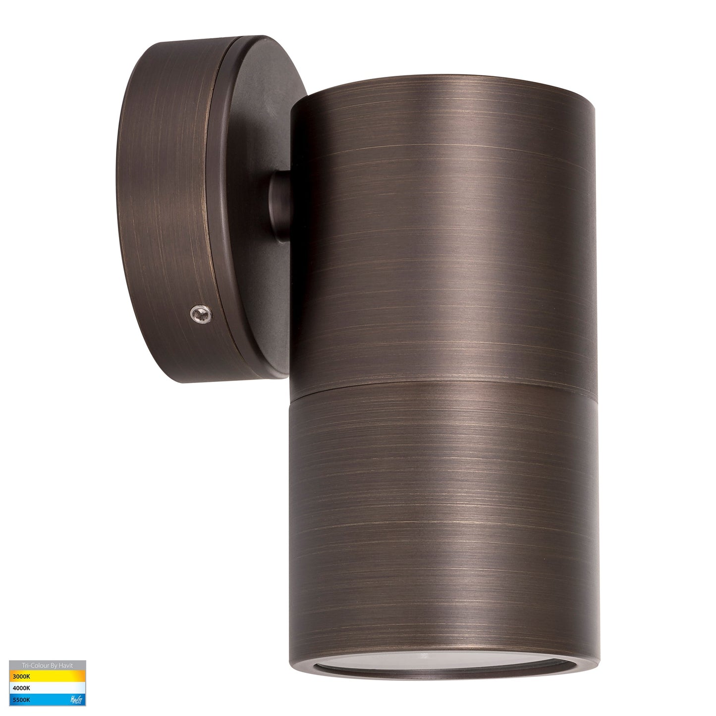 Hv1195t-Hv1197t - Tivah Antique Brass Tri Colour Fixed Down Wall Pillar Lights