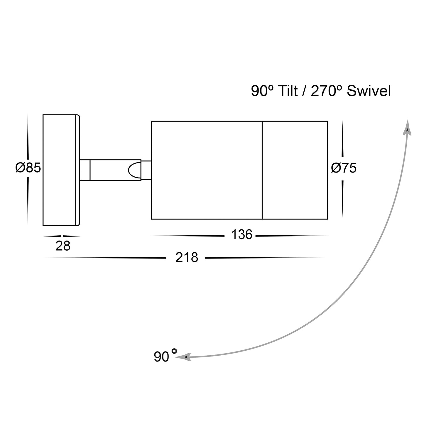 Single Adjustable Wall Pillar Light 316 Stainless Steel HV1208t