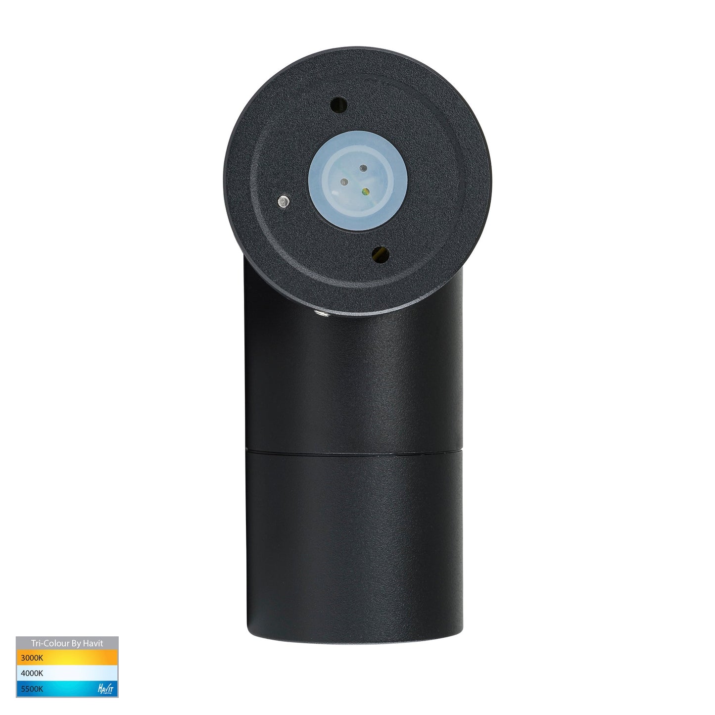 Tivah Black LED Tri Colour Single Adjustable Wall Pillar Light