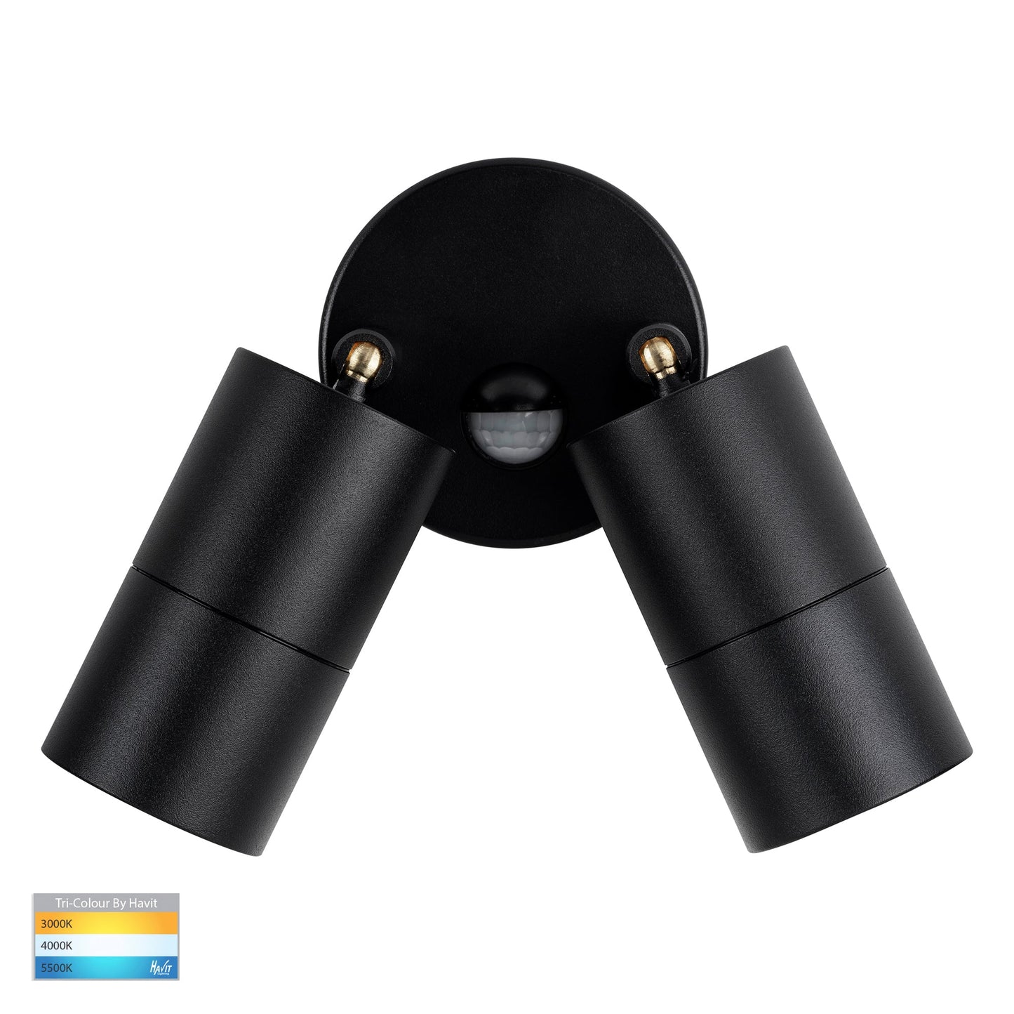 Double Adjustable Wall Pillar Light Black with Sensor