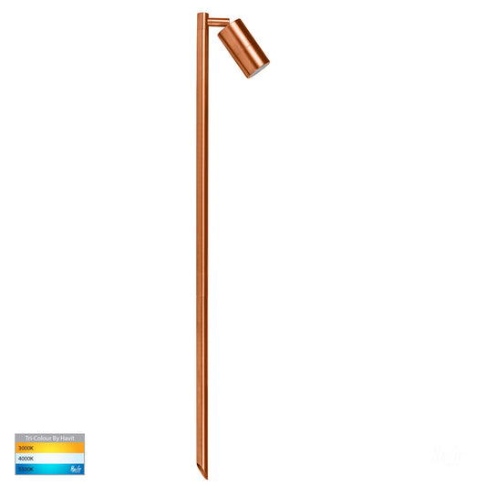 Single Adjustable Spike Spotlight - 1000mm Spike Solid Copper