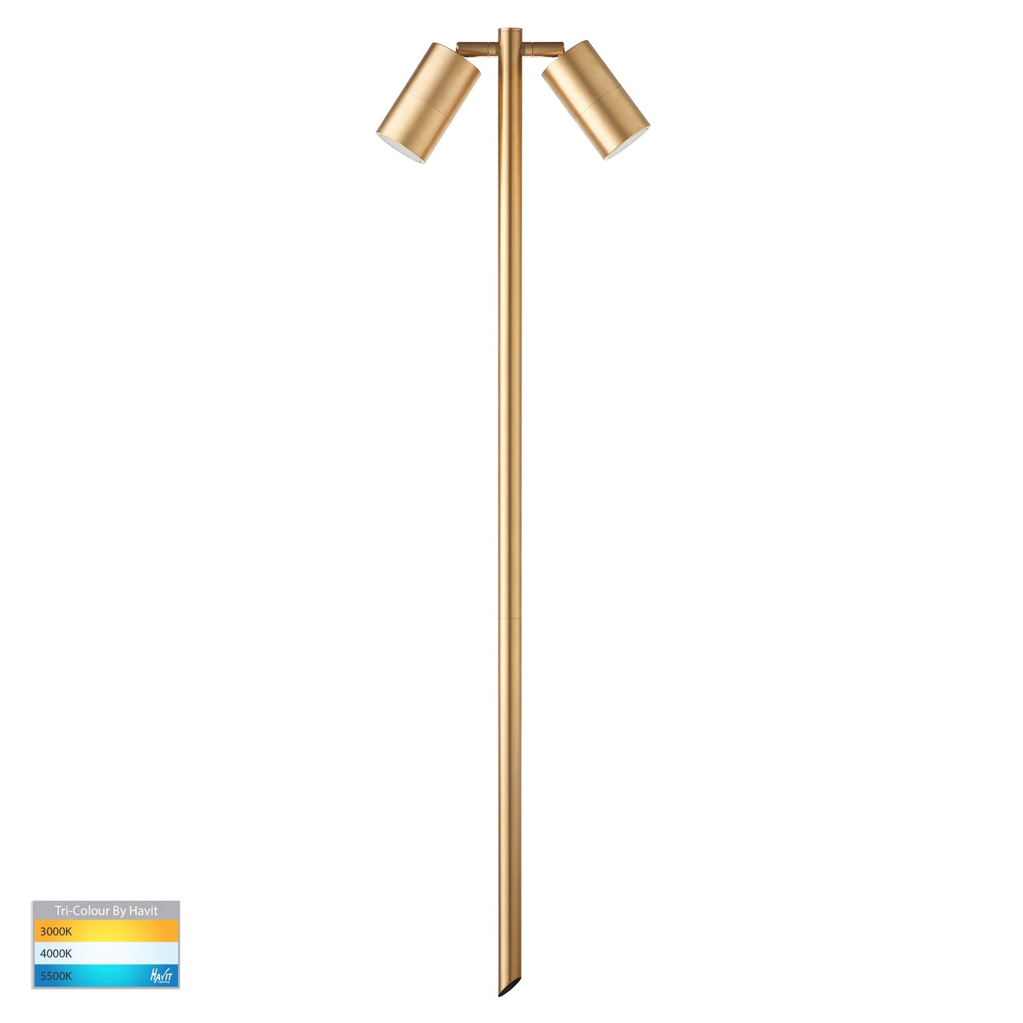 Double Adjustable Spike Spotlight - 1000mm Spike Solid Brass