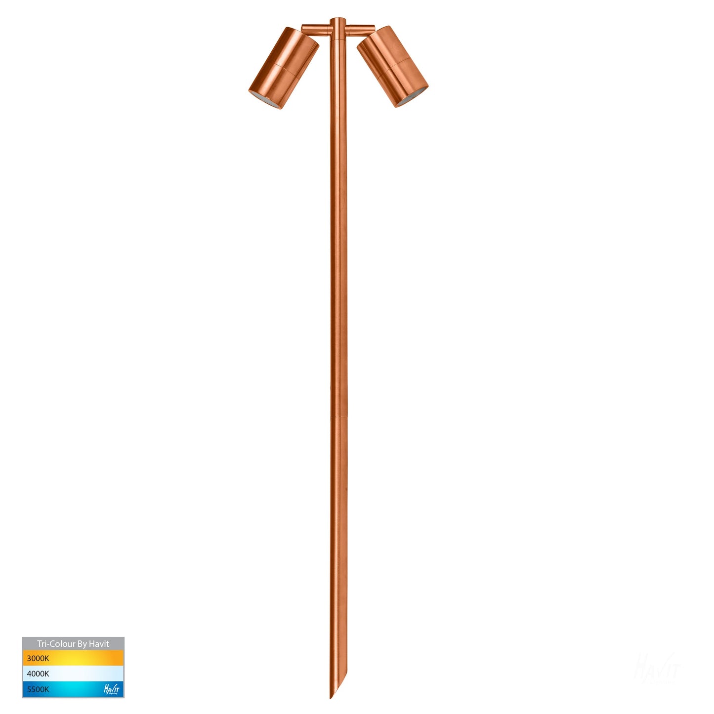 Double Adjustable Spike Spotlight - 1000mm Spike Solid Copper