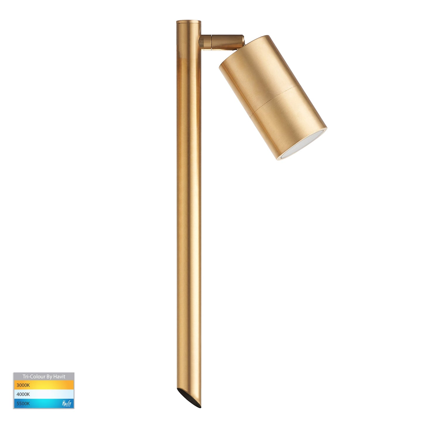 Single Adjustable Spike Spotlight - 405mm Spike Solid Brass