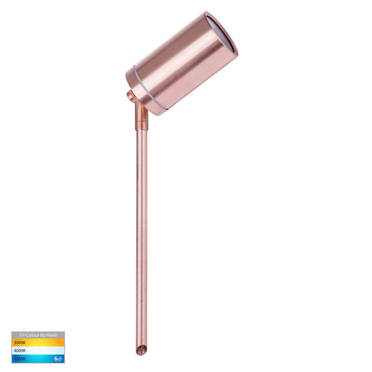 Single Adjustable Spike Spotlight - 245mm Spike Solid Copper 
