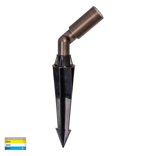 Single Adjustable Antique Brass Spike Spotlight