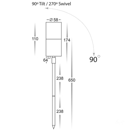 Adjustable Spike Spotlight - 476mm Titanium Aluminium