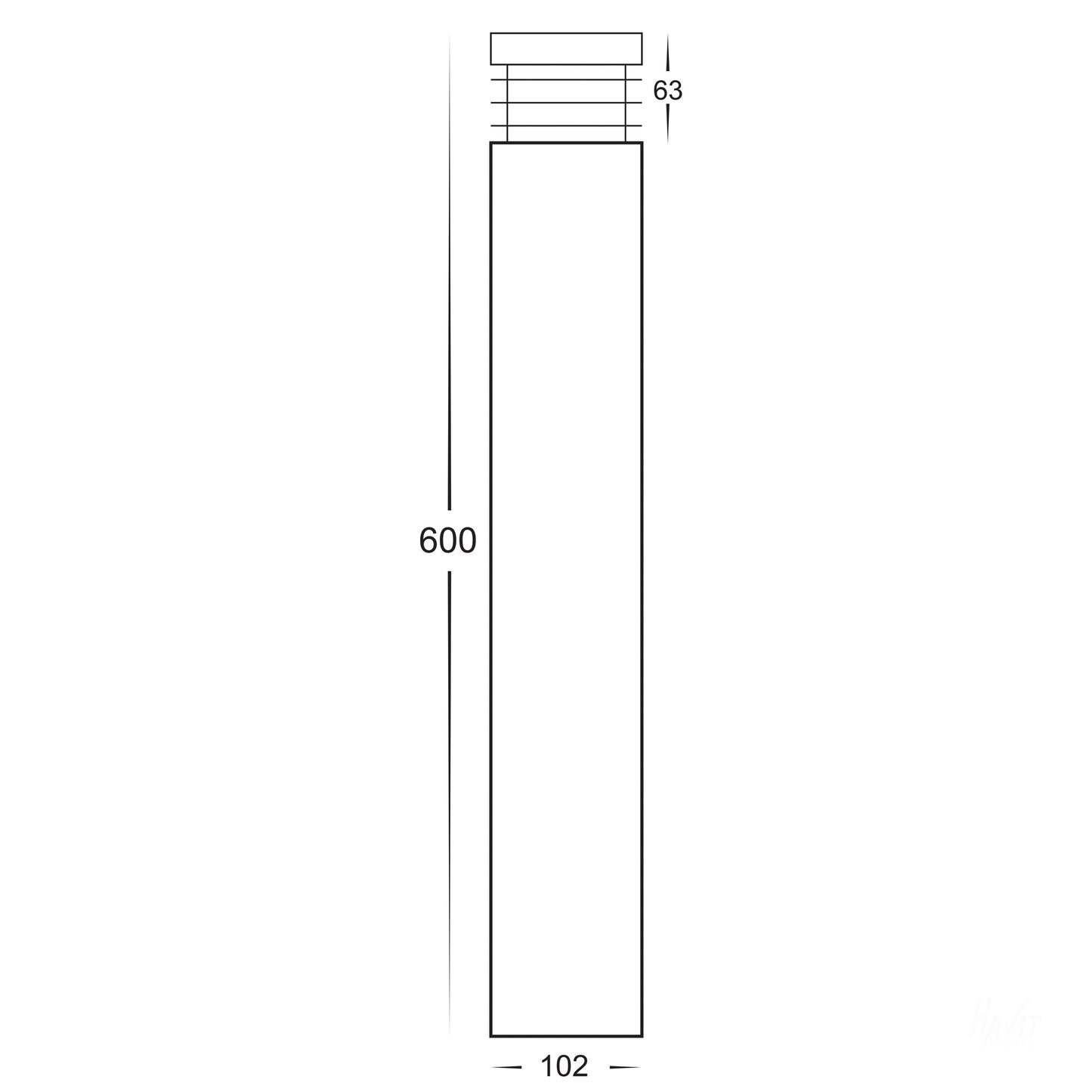 Maxi Bollard Light Opal Diffuser 316 Stainless Steel - 600mm