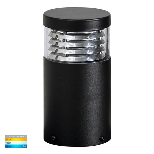 Mini Louvred Bollard Light Black - 190mm