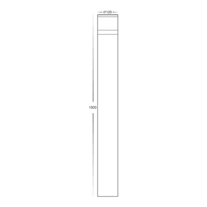 Black Highlite Bollard - 1000mm