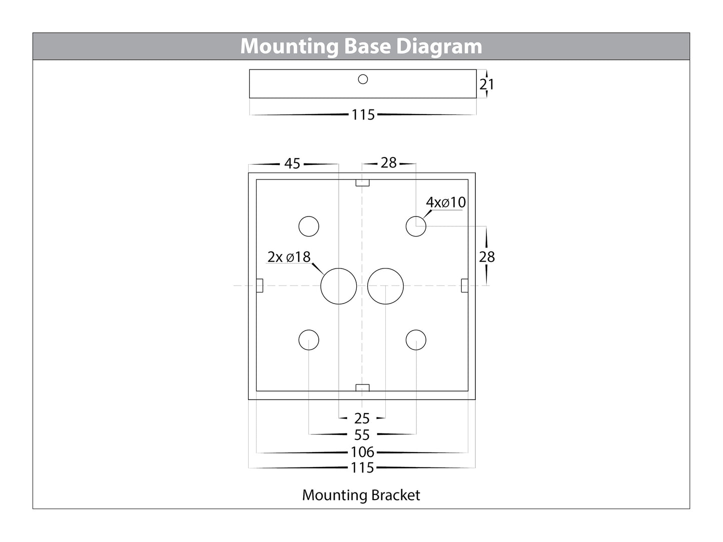 Black Square Bollard - 600mm