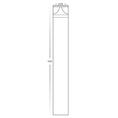 Black Round Bollard - 1000mm