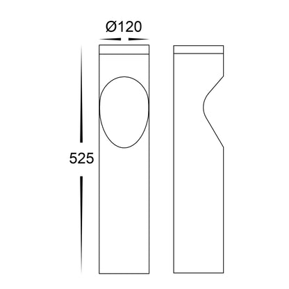 Black Round Bollard - 525mm