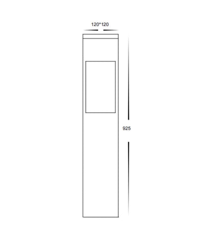 Black Square Bollard - 925mm