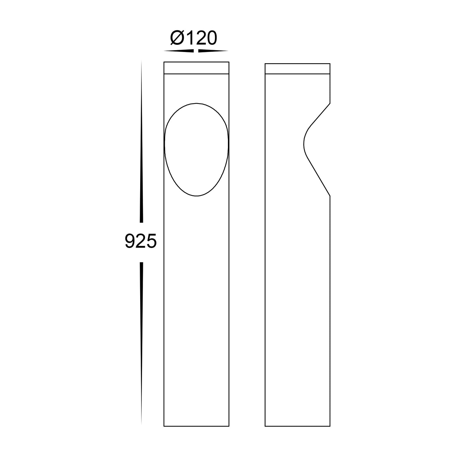 Black Round Bollard - 925mm