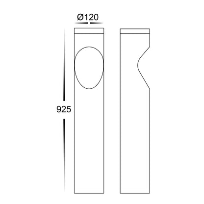 Black Round Bollard - 925mm