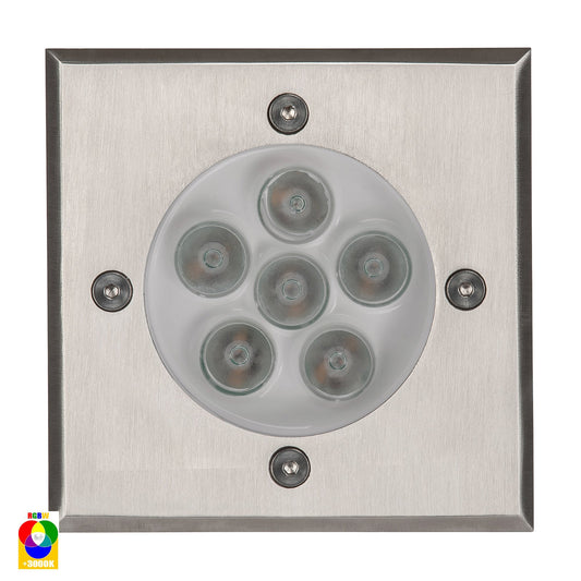 In-Ground Uplighter Square 120mm 316 Stainless Steel Face  HV1701rgbw