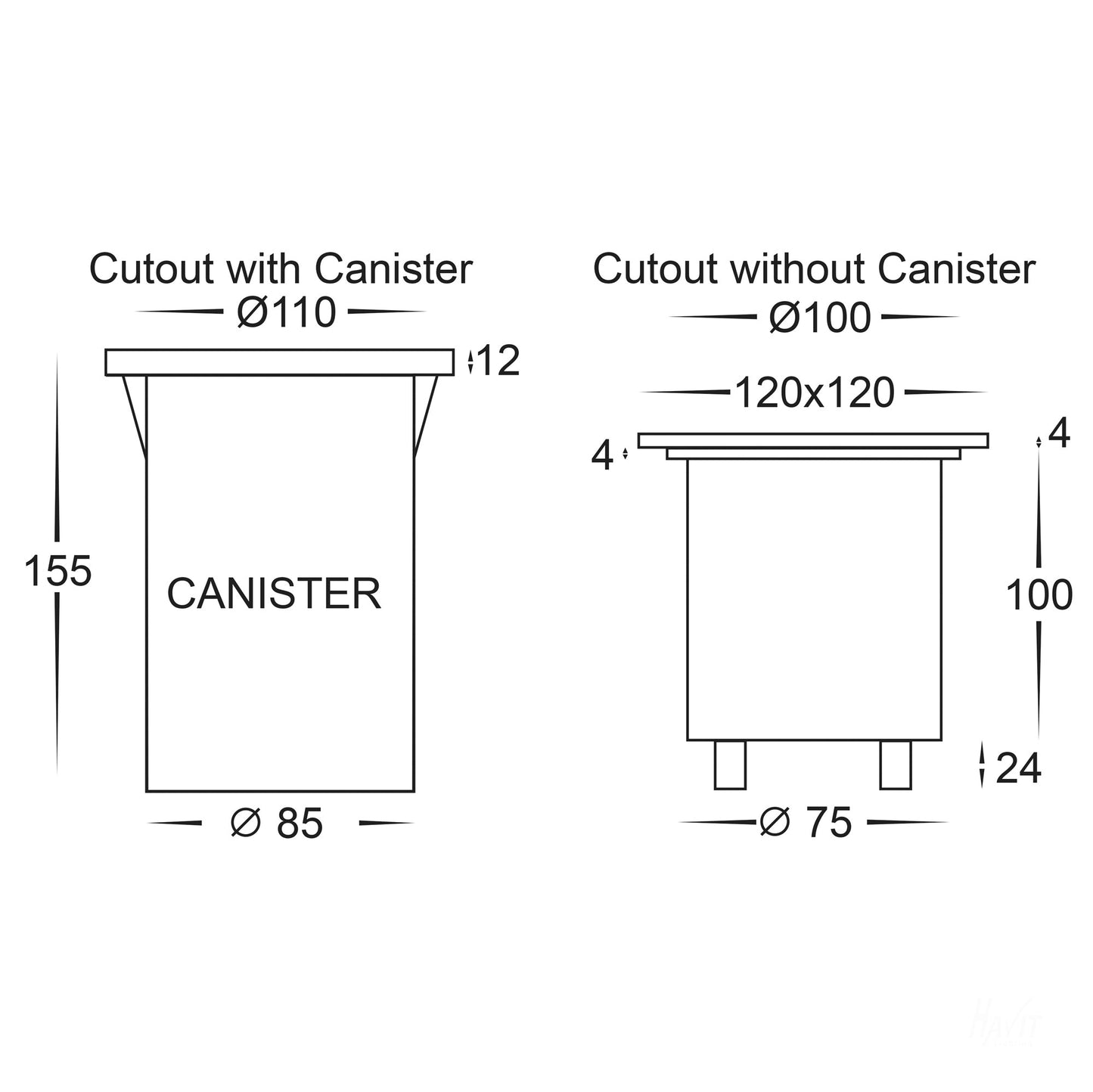 In-Ground Uplighter Square 120mm 316 Stainless Steel Face